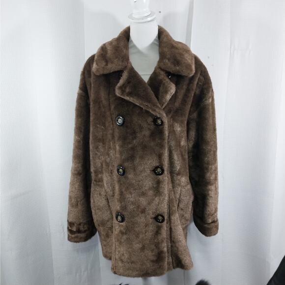 JONES NEW YORK! OMBRE TAUPE BROWN LUXURIOUS FAUX MINK FUR COAT, JACKET! SZ M - Picture 2 of 10